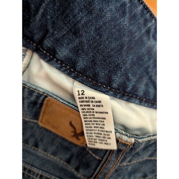 American Eagle Outfitters Womens High-Waisted Button-Fly Distressed Denim Shorts - Picture 4 of 5